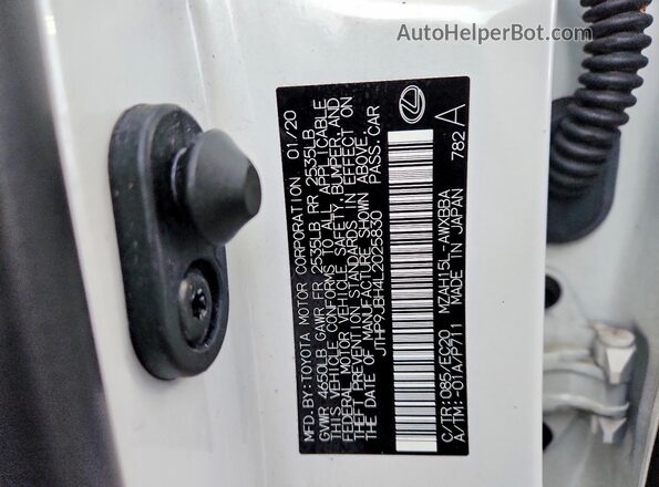 JTHP9JBH4L2025830 2020 LEXUS UX White Widok komory silnika