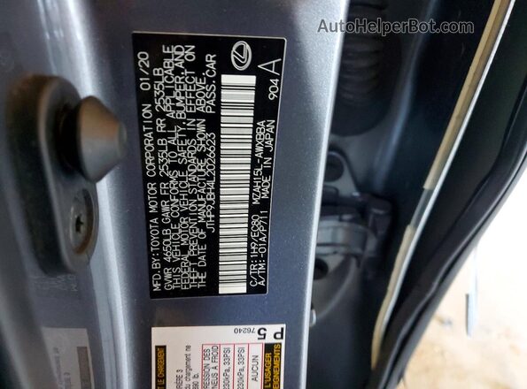 JTHP9JBH4L2026623 2020 LEXUS UX Gray Вид підкапотного простору
