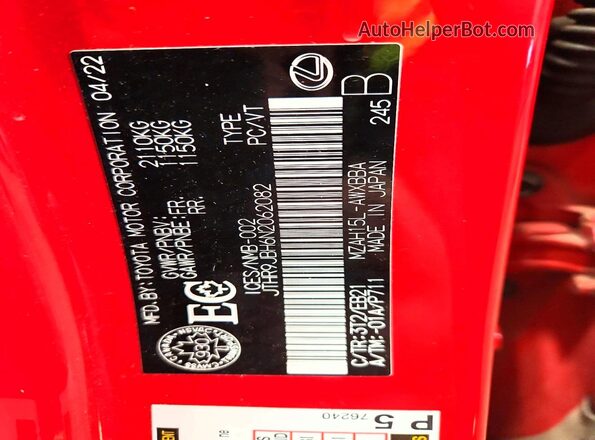 JTHR9JBH6N2062082 2022 LEXUS UX Red Vista del compartimento del motor