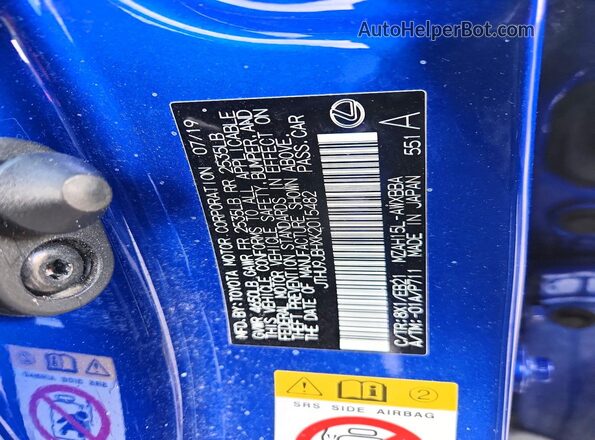 JTHU9JBHXK2015482 2019 LEXUS UX Blue 