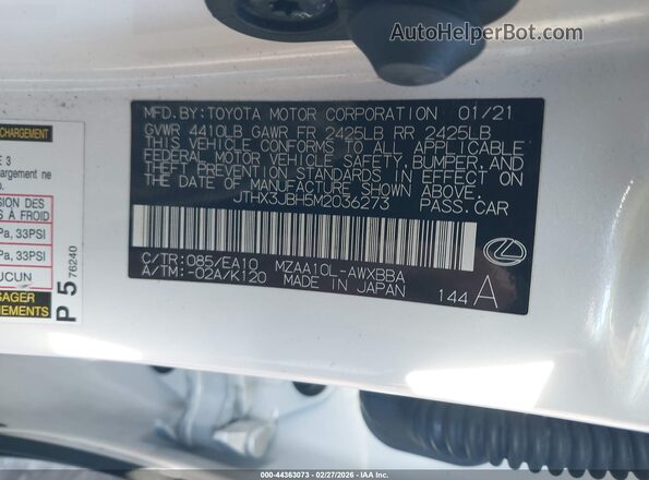 JTHX3JBH5M2036273 2021 LEXUS UX 200 White Vista del compartimento del motor