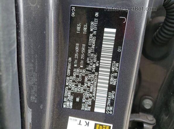 JTJAAAAB1RA026148 2024 LEXUS RZ Charcoal Widok naklejki z numerem VIN