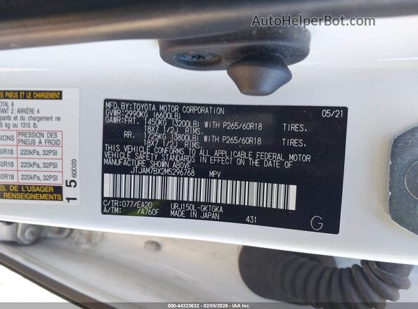 JTJAM7BX2M5296768 2021 LEXUS GX 460 White Вид підкапотного простору
