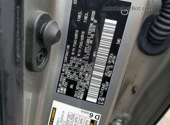 JTJAM7BX6L5259172 2020 LEXUS GX Желто-коричневый Вид наклейки с VIN-кодом