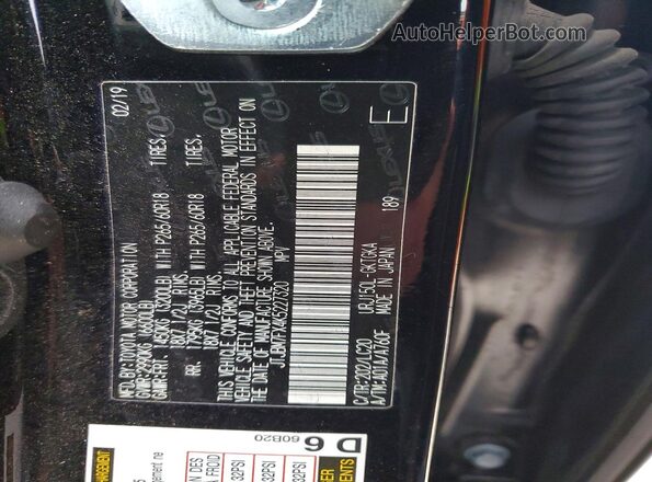 JTJBM7FX4K5227320 2019 LEXUS GX Black Vista de la etiqueta del VIN