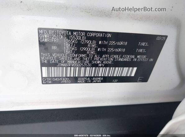 JTMAB3FV0SD253530 2025 TOYOTA RAV4 PLUG-IN HYBRID White Շարժիչի բաժամունքի տեսք