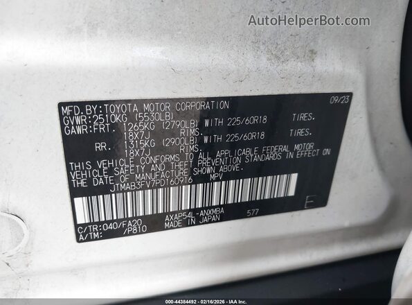 JTMAB3FV7PD160916 2023 TOYOTA RAV4 PRIME White Շարժիչի բաժամունքի տեսք