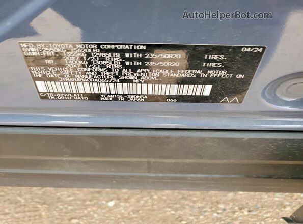 JTMABABA0RA065724 2024 SUBARU SOLTERRA Gray Вид наклейки з VIN-кодом