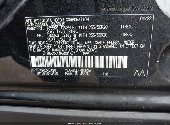 JTMABABA4PA001876 2023 TOYOTA LIMITED Black 