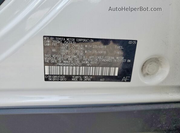 JTMABABAXSA097523 2025 SUBARU SOLTERRA White Vista del compartimento del motor