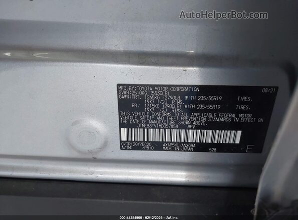 JTMEB3FV1MD057858 2021 TOYOTA RAV4 PRIME Silver Շարժիչի բաժամունքի տեսք