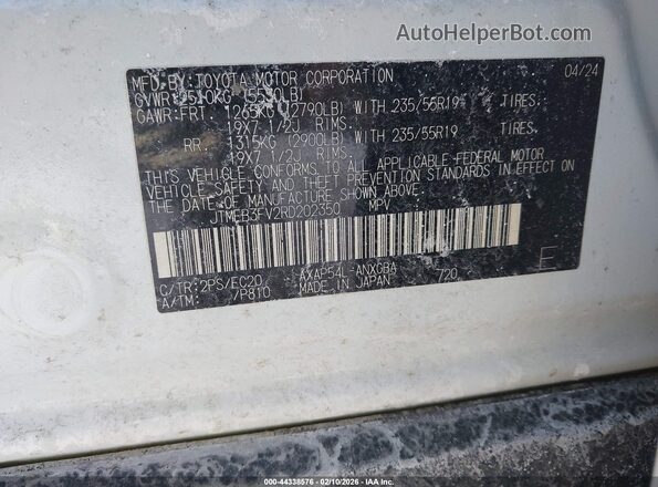 JTMEB3FV2RD202350 2024 TOYOTA RAV4 PRIME White Vista del compartimento del motor