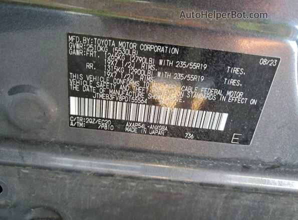 JTMEB3FV8PD155564 2023 TOYOTA RAV4 Gray VIN sticker view