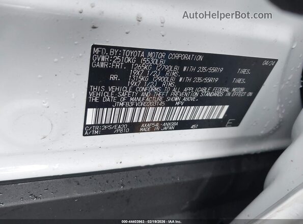 JTMFB3FV0RD203145 2024 TOYOTA RAV4 PRIME Белый Вид подкапотного пространства