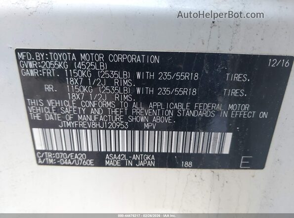 JTMYFREV8HJ120953 2017 TOYOTA LIMITED White Вид підкапотного простору