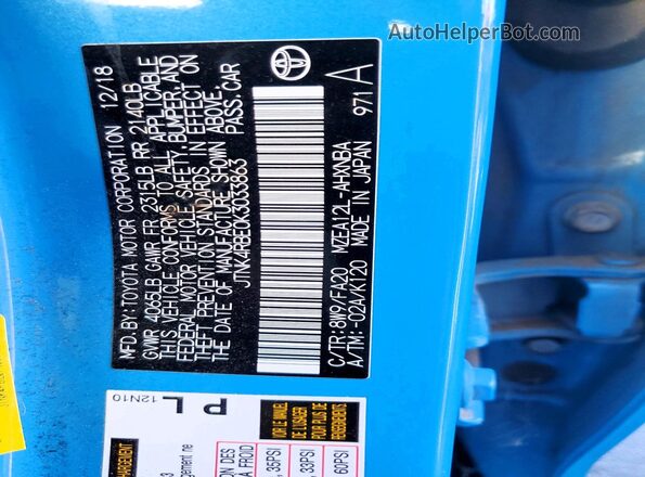 JTNK4RBE0K3033863 2019 TOYOTA LL Синий 