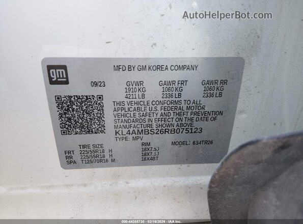 KL4AMBS26RB075123 2024 BUICK ENCORE White Вид підкапотного простору