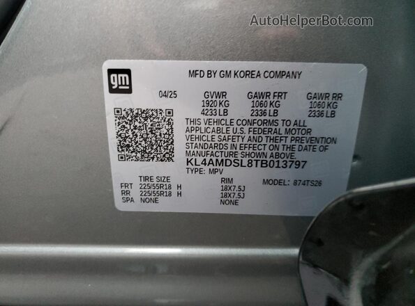KL4AMDSL8TB013797 2026 BUICK ENCORE Gray Widok komory silnika