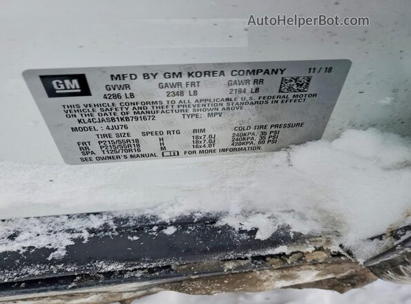 KL4CJASB1KB791672 2019 BUICK ENCORE White 