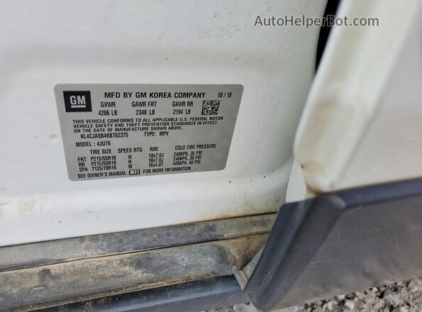 KL4CJASB4KB762375 2019 BUICK ENCORE White 
