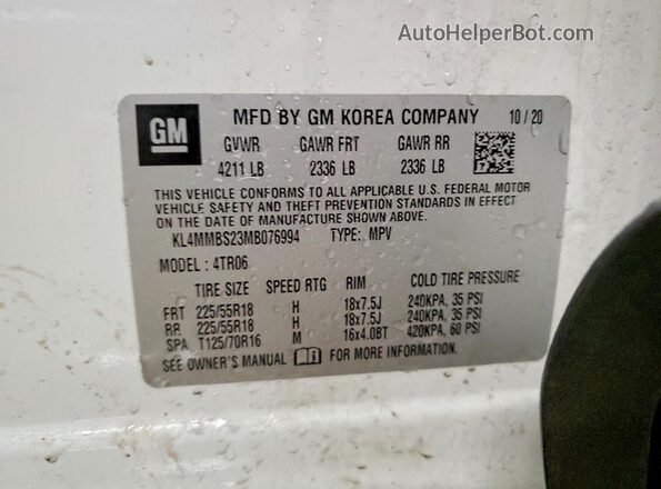 KL4MMBS23MB076994 2021 BUICK ENCORE White 