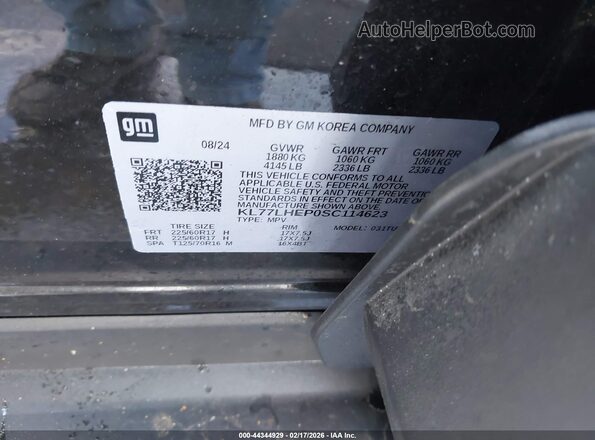 KL77LHEP0SC114623 2025 CHEVROLET TRAX Black Engine compartment view