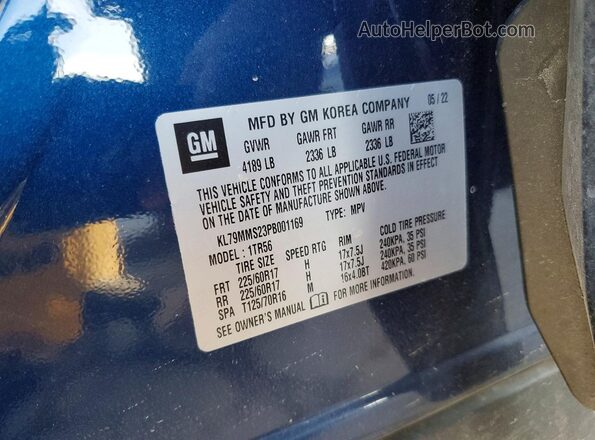 KL79MMS23PB001169 2023 CHEVROLET TRAILBLAZER Blue Widok wnętrza 360 stopni