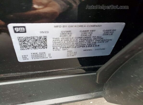 KL79MPS21PB188154 2023 CHEVROLET TRAILBLAZER Black VIN կոդի պիտակի տեսք