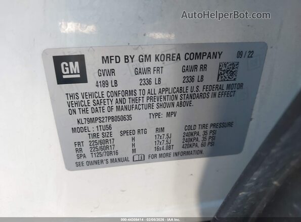 KL79MPS27PB050635 2023 CHEVROLET TRAILBLAZER White ძრავის განყოფილების ხედი