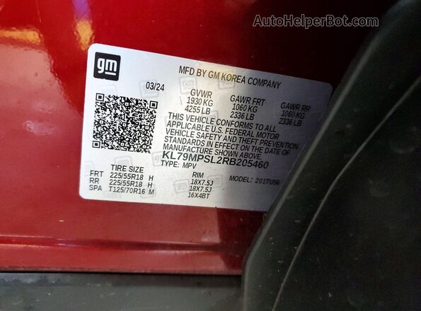 KL79MPSL2RB205460 2024 CHEVROLET TRAILBLAZER Burgundy Շարժիչի բաժամունքի տեսք
