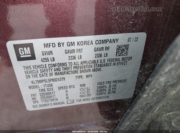 KL79MPSL5PB024379 2023 CHEVROLET TRAILBLAZER Purple 
