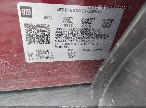 KL79MRSL0RB070412 2024 CHEVROLET TRAILBLAZER Red Вид підкапотного простору
