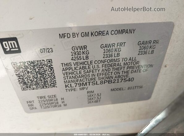 KL79MTSL8PB217540 2023 CHEVROLET TRAILBLAZER White 