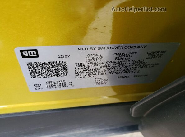 KL79MTSL9PB098171 2023 CHEVROLET TRAILBLAZER Yellow 