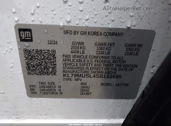 KL79MUSL4SB162695 2025 CHEVROLET TRAILBLAZER White 