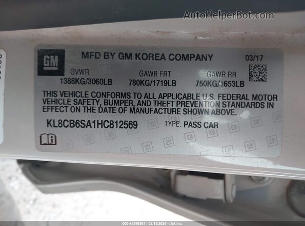 KL8CB6SA1HC812569 2017 CHEVROLET SPARK Beige 