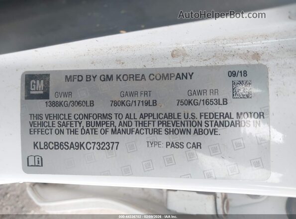 KL8CB6SA9KC732377 2019 CHEVROLET SPARK Белый Вид подкапотного пространства
