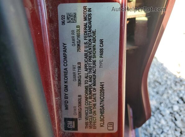 KL8CH6SA7NC028441 2022 CHEVROLET SPARK Maroon Engine compartment view