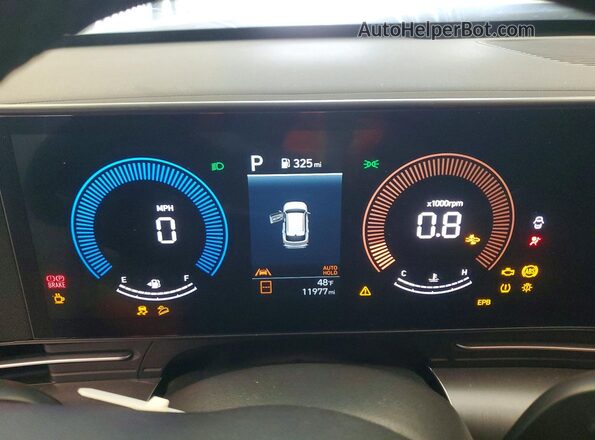 KM8HBCAB9SU330256 2025 HYUNDAI KONA White Vista del cuadro de instrumentos