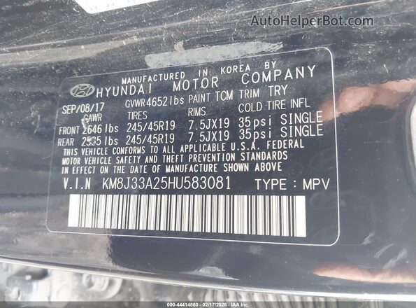 KM8J33A25HU583081 2017 HYUNDAI TUCSON Black 