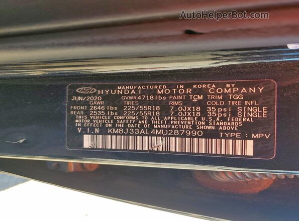 KM8J33AL4MU287990 2021 HYUNDAI TUCSON Black 