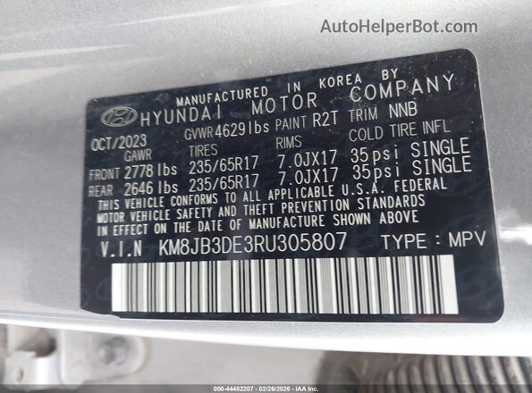 KM8JB3DE3RU305807 2024 HYUNDAI TUCSON Gray Vista del compartimento del motor