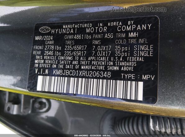 KM8JBCD1XRU206348 2024 HYUNDAI TUCSON HYBRID Gray 