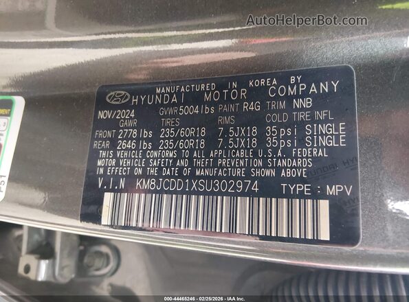 KM8JCDD1XSU302974 2025 HYUNDAI TUCSON HYBRID Gray Engine compartment view