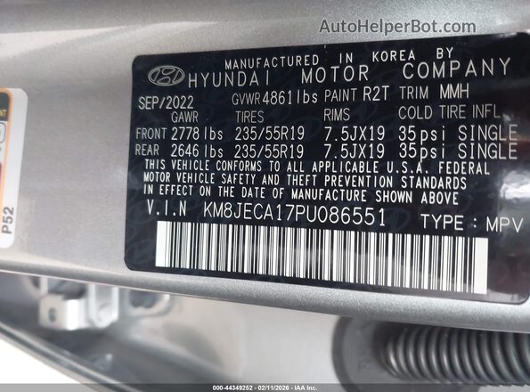 KM8JECA17PU086551 2023 HYUNDAI TUCSON HYBRID Gray Engine compartment view