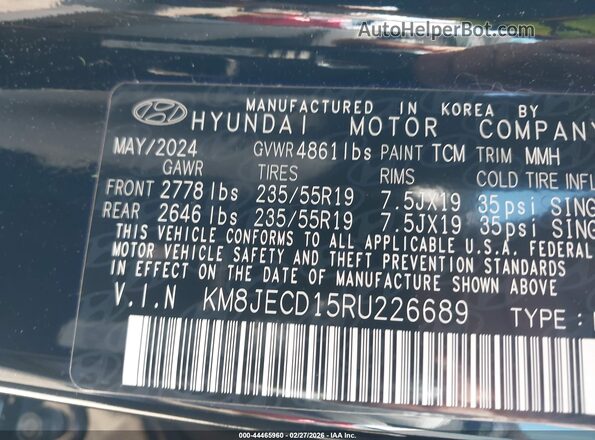 KM8JECD15RU226689 2024 HYUNDAI TUCSON HYBRID Black Widok komory silnika