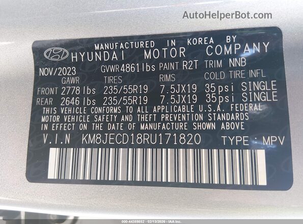 KM8JECD18RU171820 2024 HYUNDAI TUCSON HYBRID Silver 