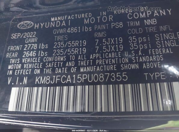 KM8JFCA15PU087355 2023 HYUNDAI TUCSON HYBRID Dark Blue Вид подкапотного пространства
