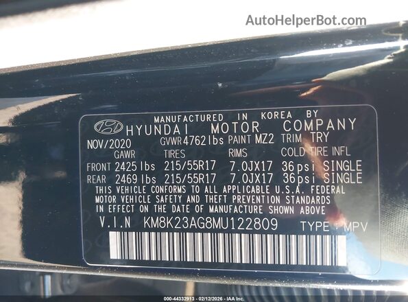 KM8K23AG8MU122809 2021 HYUNDAI KONA ELECTRIC Black Widok komory silnika