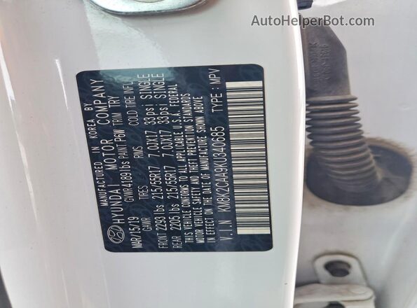 KM8K2CAA9KU340685 2019 HYUNDAI KONA Белый 